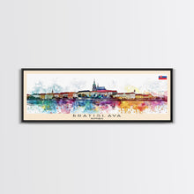Load image into Gallery viewer, Bratislava Slovakia Wall Art, Panoramic Travel Poster, Panoramic Framed Canvas Print, City Wall Art, Wall Hanging Home Decor, Travel Art