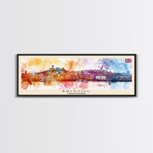 Load image into Gallery viewer, Bristol United Kingdom Panoramic Travel Poster, Framed Canvas Print or Metal Wall Art, Travel Art, Home Decor, Panoramic Painting, Midcentury Art