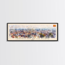 Cargar imagen en el visor de la galería, Castellon de la Plana Spain Wall Art, Panoramic Travel Poster, Panoramic Framed Canvas Print, City Wall Art, Wall Hanging Home Decor, Travel Art