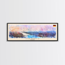 Load image into Gallery viewer, Chemnitz Germany Wall Art, Panoramic Travel Poster, Panoramic Framed Canvas Print, City Wall Art, Wall Hanging Home Decor, Travel Art