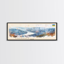 Cargar imagen en el visor de la galería, Chernihiv Ukraine Panoramic Travel Poster, Framed Canvas Print or Metal Wall Art, Travel Art, Home Decor, Panoramic Painting, Midcentury Art