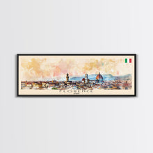 Carregar imagem no visualizador da galeria, Florence Italy Panoramic Travel Poster, Framed Canvas Print or Metal Wall Art, Travel Art, Home Decor, Panoramic Painting, Midcentury Art