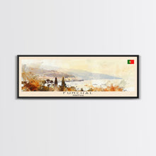Load image into Gallery viewer, Funchal Portugal Travel Print Wall Art, Panoramic City Art, Travel Art, Wall Decor, Vacation Gift, Framed Canvas Print Or Metal Art