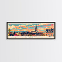 Carregar imagem no visualizador da galeria, Aalborg Denmark Wall Art, Panoramic Travel Poster, Panoramic Framed Canvas Print, City Wall Art, Wall Hanging Home Decor, Travel Art