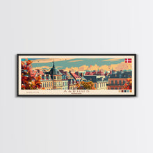 Carregar imagem no visualizador da galeria, Aarhus Denmark Panoramic Travel Poster, Framed Canvas Print or Metal Wall Art, Travel Art, Home Decor, Panoramic Painting, Midcentury Art