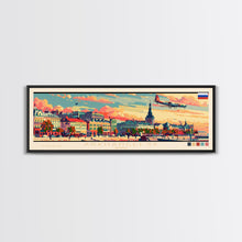 Carregar imagem no visualizador da galeria, Arkhangelsk Russia Panoramic Travel Poster, Framed Canvas Print or Metal Wall Art, Travel Art, Home Decor, Panoramic Painting, Midcentury Art