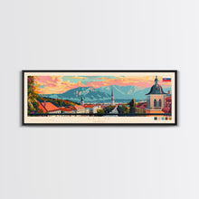 Cargar imagen en el visor de la galería, Celje Slovenia Panoramic Travel Poster, Framed Canvas Print or Metal Wall Art, Travel Art, Home Decor, Panoramic Painting, Midcentury Art