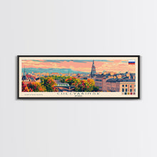 Load image into Gallery viewer, Chelyabinsk Russia Panoramic Travel Poster, Framed Canvas Print or Metal Wall Art, Travel Art, Home Decor, Panoramic Painting, Midcentury Art