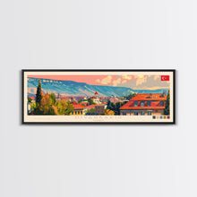 Load image into Gallery viewer, Diyarbakr Turkey Panoramic Travel Poster, Framed Canvas Print or Metal Wall Art, Travel Art, Home Decor, Panoramic Painting, Midcentury Art
