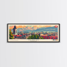 Carregar imagem no visualizador da galeria, Geneva Switzerland Wall Art, Panoramic Travel Poster, Panoramic Framed Canvas Print, City Wall Art, Wall Hanging Home Decor, Travel Art