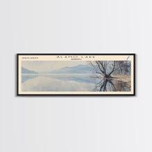 Carregar imagem no visualizador da galeria, Alamo Lake Arizona Panoramic Framed Canvas Print, Lake House Decor, Minimalist Art, Travel Poster, Wood Wall Art, Scenic Painting