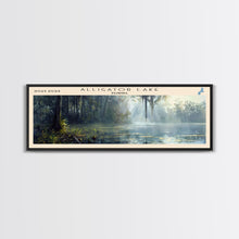 Load image into Gallery viewer, Alligator Lake Florida Panoramic Framed Canvas Print, Lake House Decor, Tropical Landscape, Travel Poster, Wall Art, Scenic Painting