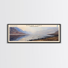 Load image into Gallery viewer, Amisk Lake Panoramic Framed Canvas Print, Lake House Art, Vintage Style, Travel Poster, Nature Scene, Scenic Artwork