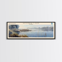 Load image into Gallery viewer, Apopka Lake Panoramic Framed Canvas Print, Lake House Art, Vintage Style, Travel Poster, Nature Scene, Scenic Artwork