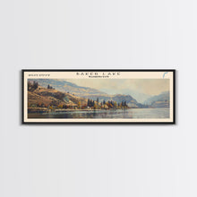 Load image into Gallery viewer, Baker Lake Washington Panoramic Framed Canvas Print, Lake House Art, Boho Decor, Travel Poster, Nature Wall Art, Serene Scene