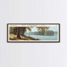 Load image into Gallery viewer, Bay Springs Lake Mississippi Framed Canvas Print, Panoramic Lake House Art, Scenic Painting, Travel Poster, Modern Decor, Nature Scene
