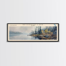 Load image into Gallery viewer, Becharof Lake Panoramic Framed Canvas Print, Lake House Decor, Scenic View, Travel Poster, Modern Art, Nature Scene