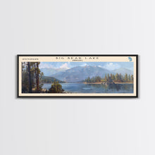 Load image into Gallery viewer, Big Bear Lake California Panoramic Framed Canvas Print, Lake House Decor, Scenic View, Travel Poster, Modern Art, Nature Wall Art