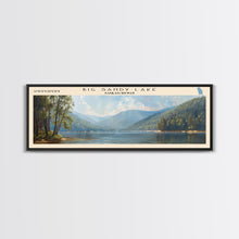 Load image into Gallery viewer, Big Sandy Lake Framed Canvas Print, Lake House Art, Panoramic Travel Poster, Scenic View, Modern Decor, Lake Painting