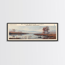Load image into Gallery viewer, Blackwater Lake Framed Canvas Print, Lake House Decor, Panoramic Scenic View, Travel Poster, Minimalist Art, Lake Painting