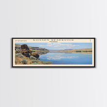 Load image into Gallery viewer, Boysen Reservoir Wyoming Framed Canvas Print, Lake House Art, Panoramic Wall Art, Travel Poster, Minimalist Lake Painting, Home Decor