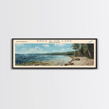 Load image into Gallery viewer, Bras d'Or Lake Framed Canvas Print, Panoramic Lake House Decor, Wall Art, Travel Poster, Rustic Lake Painting, Home Decor