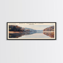 Carregar imagem no visualizador da galeria, Bull Shoals Lake Arkansas Framed Canvas Print, Lake House Art, Panoramic Wall Art, Travel Poster, Rustic Lake Painting, Home Decor