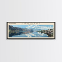 Carregar imagem no visualizador da galeria, Caballo Lake New Mexico Framed Canvas Print, Lake House Art, Panoramic Wall Art, Travel Poster, Modern Lake Painting, Home Decor