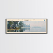 Carregar imagem no visualizador da galeria, Calcasieu Lake Framed Canvas Print, Lake House Art, Panoramic Wall Art, Travel Poster, Minimalist Lake Painting, Home Decor