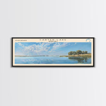 Cargar imagen en el visor de la galería, Carter Lake Nebraska Framed Canvas Print, Lake House Art, Panoramic Wall Art, Travel Poster, Modern Lake Painting, Home Decor