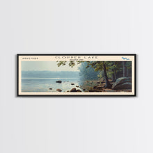 Load image into Gallery viewer, Clopper Lake Maryland Framed Canvas Print, Lake House Art, Panoramic Wide Art, Travel Poster, Minimalist Lake Painting, Home Decor