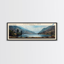 Cargar imagen en el visor de la galería, Convict Lake California Framed Canvas Print, Lake House Art, Panoramic Wide Art, Travel Poster, Modern Lake Painting, Nature Art