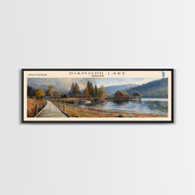Load image into Gallery viewer, Diamond Lake Oregon Framed Canvas Print, Lake House Art, Panoramic Wall Art, Travel Poster, Modern Lake Painting, Home Decor
