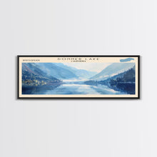 Load image into Gallery viewer, Donner Lake California Framed Canvas Print, Lake House Decor, Panoramic Wall Art, Travel Poster, Modern Lake Painting, Nature Art