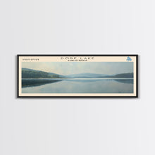 Load image into Gallery viewer, Dore Lake Framed Canvas Print, Lake House Decor, Panoramic Wall Art, Travel Poster, Rustic Lake Painting, Home Decor
