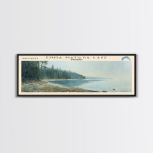Carregar imagem no visualizador da galeria, Emma Matilda Lake Wyoming Framed Canvas Print, Lake House Decor, Panoramic Wall Art, Travel Poster, Modern Lake Painting, Nature Art