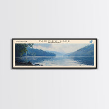Cargar imagen en el visor de la galería, Fairview Lake Pennsylvania Framed Canvas Print, Lake House Decor, Panoramic Wall Art, Travel Poster, Rustic Lake Painting, Home Decor