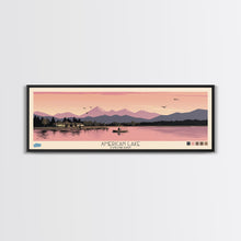 Load image into Gallery viewer, American Lake Colorado Framed Canvas Print, Panoramic Travel Poster, Pop Art, Midcentury Modern Wall Art, Scenic Bedroom Art