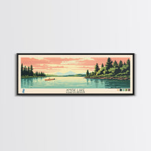 Load image into Gallery viewer, Amisk Lake Saskatchewan Framed Canvas Print, Panoramic Wall Art, Midcentury Modern, Pop Art, Travel Poster, Scenic Living Room Art