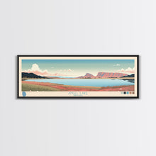 Load image into Gallery viewer, Angel Lake Nevada Framed Canvas Print, Panoramic Wall Art, Midcentury Modern, Pop Art, Travel Poster, Scenic Lake House Art