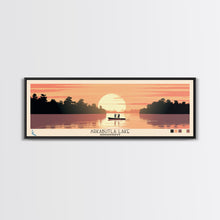 Load image into Gallery viewer, Arkabutla Lake Mississippi Framed Canvas Print, Panoramic Wall Art, Midcentury Modern, Pop Art, Travel Poster, Scenic Lake House Art