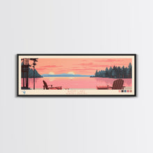 Carregar imagem no visualizador da galeria, Badin Lake North Carolina Framed Canvas Print, Panoramic Wall Art, Midcentury Modern, Pop Art, Travel Poster, Scenic Bedroom Art