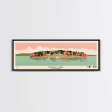 Load image into Gallery viewer, Beaver Lake Arkansas Framed Canvas Print, Panoramic Wall Art, Midcentury Modern, Pop Art, Travel Poster, Scenic Lake House Art, Bedroom Decor