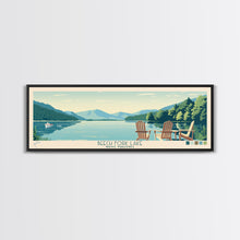 Load image into Gallery viewer, Beech Fork Lake West Virginia Framed Canvas Print, Panoramic Wall Art, Midcentury Modern, Pop Art, Travel Poster, Scenic Lake House Decor, Bedroom Art