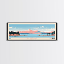 Load image into Gallery viewer, Big Bear Lake California Framed Canvas Print, Panoramic Wall Art, Midcentury Modern, Pop Art, Travel Poster, Scenic Bedroom Art, Living Room Decor