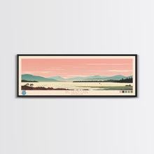 Load image into Gallery viewer, Big Glen Lake Michigan Framed Canvas Print, Panoramic Wall Art, Midcentury Modern, Pop Art, Travel Poster, Scenic Living Room Decor, Bedroom Art