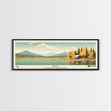 Load image into Gallery viewer, Birch Northwest Territories Framed Canvas Print, Panoramic Wall Art, Midcentury Modern, Pop Art, Travel Poster, Scenic Living Room Decor, Lake House Art