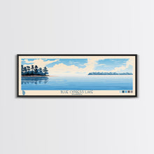 Load image into Gallery viewer, Blue Cypress Lake Florida Framed Canvas Print, Panoramic Wall Art, Midcentury Modern, Pop Art, Travel Poster, Scenic Living Room Art, Lake House Decor