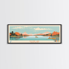 Load image into Gallery viewer, Boone Lake Rhode Island Framed Canvas Print, Panoramic Travel Poster, Midcentury Modern Wall Art, Pop Art, Nature Bedroom Decor, Scenic Lake House Art
