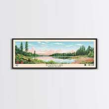 Load image into Gallery viewer, Bowdish Lake Rhode Island Framed Canvas Print, Panoramic Travel Poster, Midcentury Modern Wall Art, Pop Art, Nature Bedroom Decor, Scenic Lake House Art
